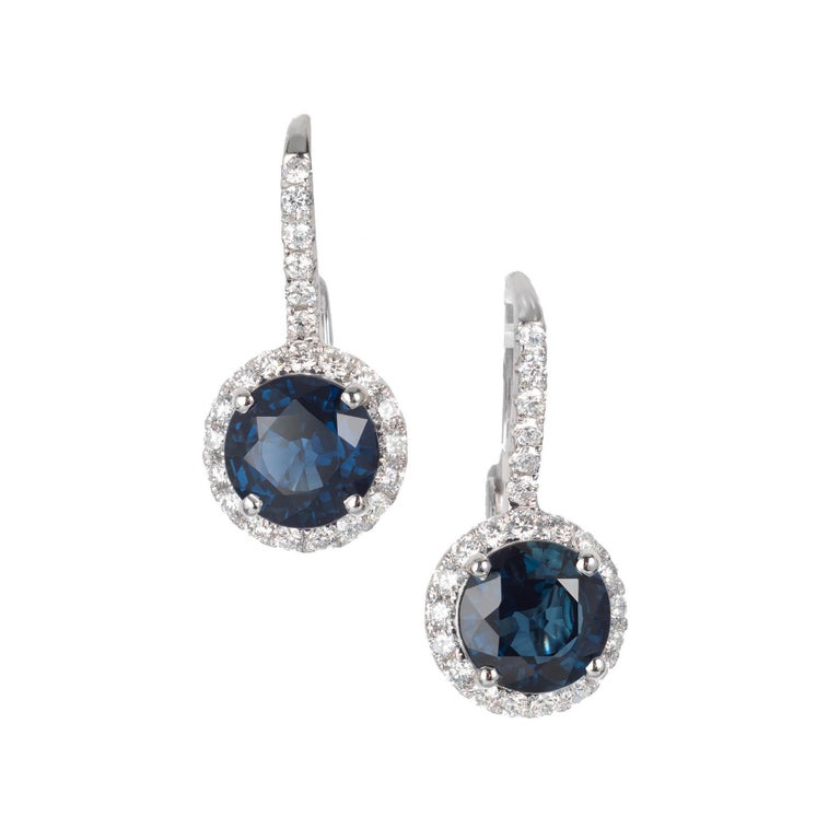 Peter Suchy 3.59 Carat Natural Sapphire Diamond Dangle Earrings at 1stDibs