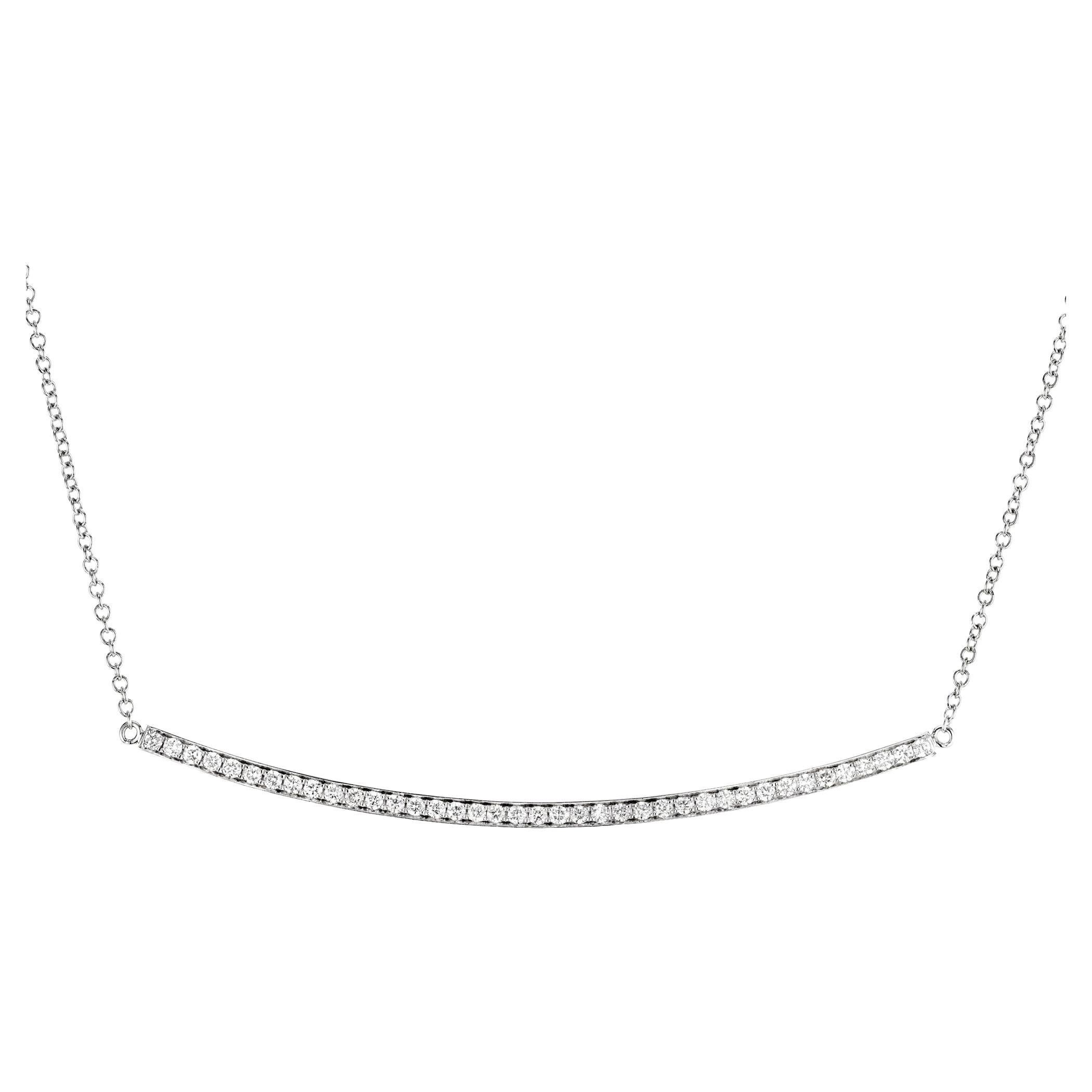 Peter Suchy .36 Carat Diamond White Gold Smile Bar Necklace For Sale