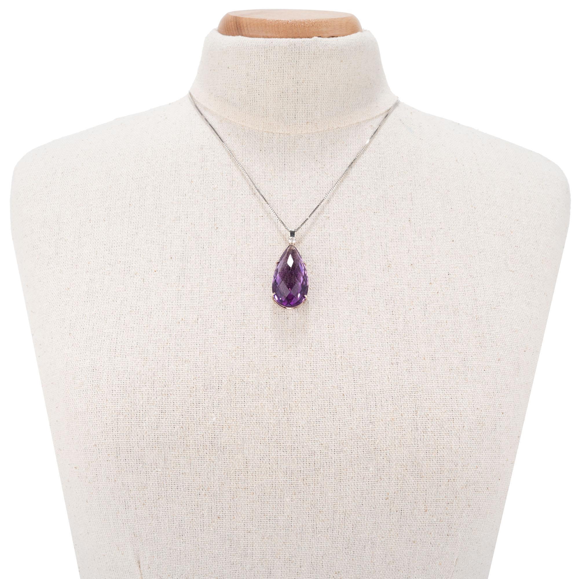 Peter Suchy 36.16 Carat Amethyst Diamond White Gold Pendant Necklace In New Condition For Sale In Stamford, CT