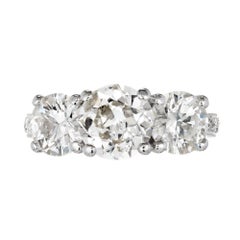 Peter Suchy 3.63 Carat Diamond Cut Three-Stone Platinum Engagement Ring
