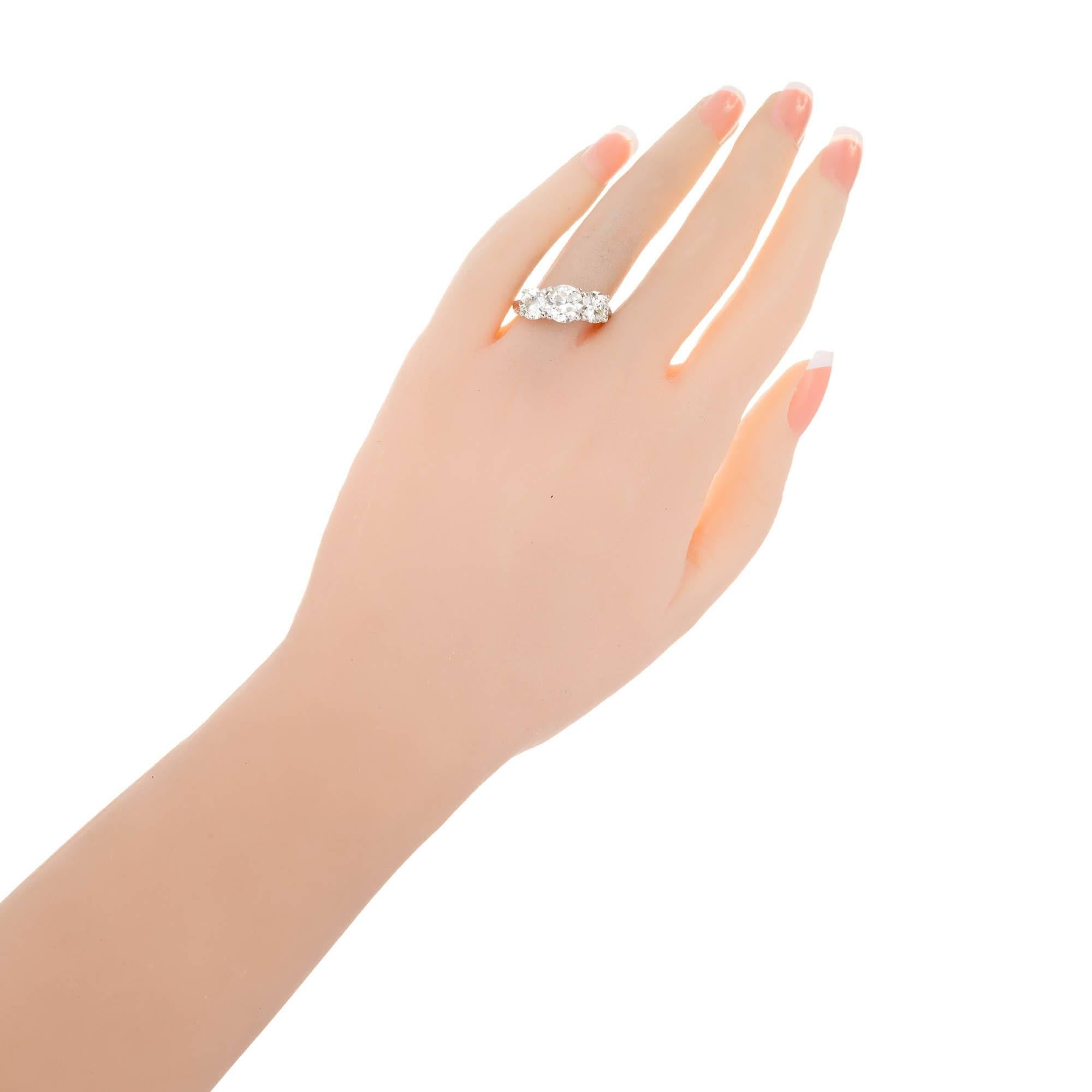 Women's Peter Suchy 3.63 Carat Diamond Cut Three-Stone Platinum Engagement Ring