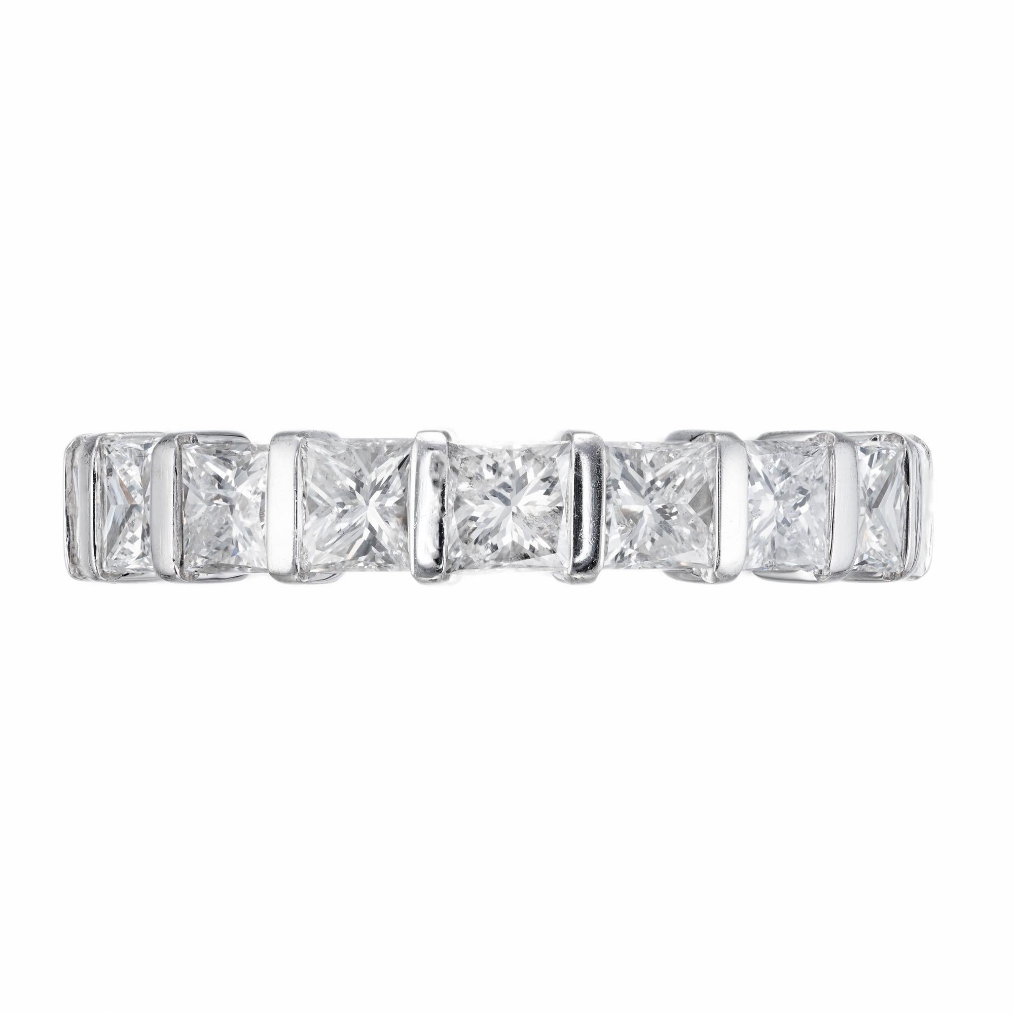 Women's Peter Suchy 3.64 Carat Diamond Princess Cut Platinum Eternity Wedding Band Ring For Sale
