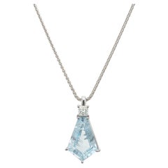 Peter Suchy 3.70 Carat Aquamarine Diamond White Gold Pendant Necklace