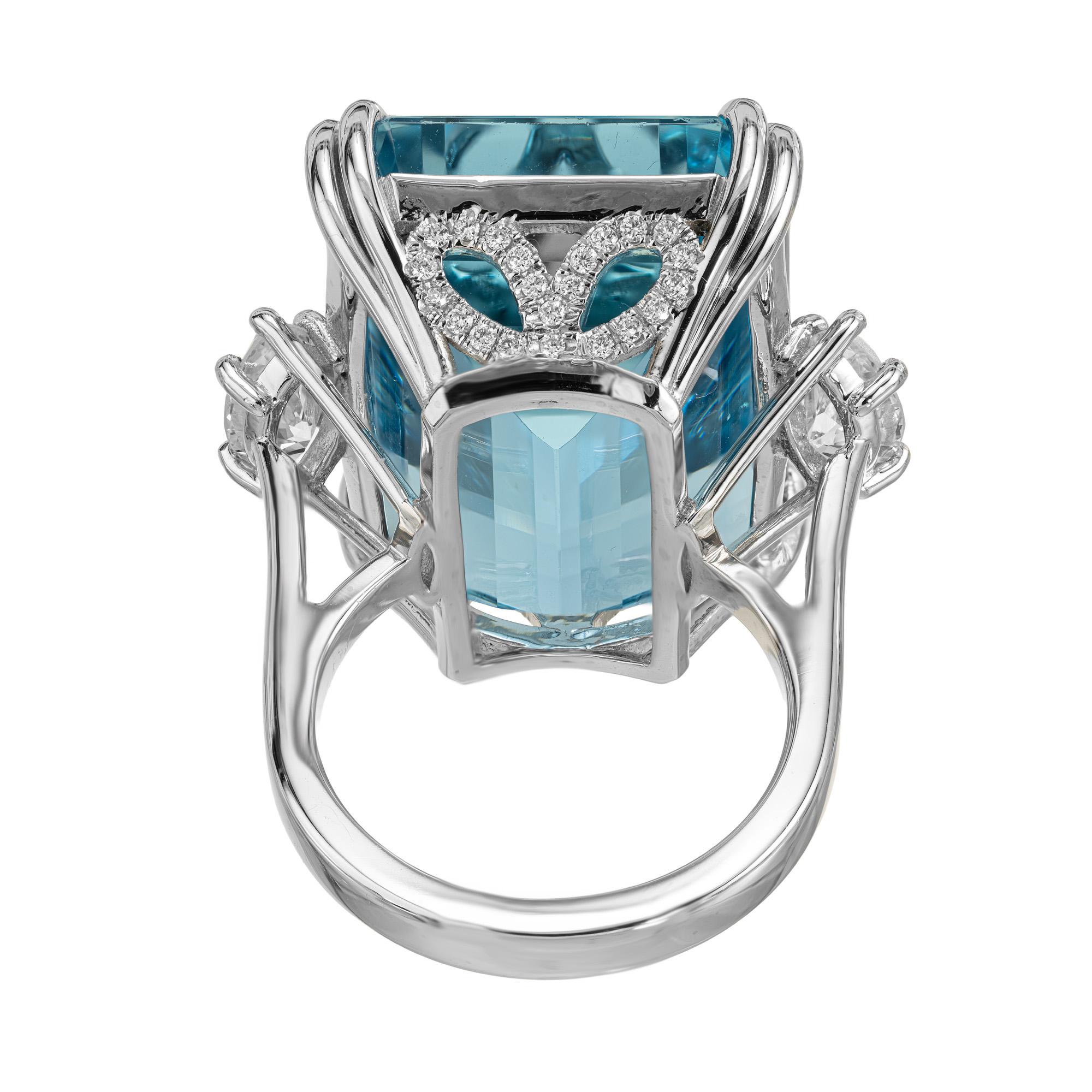 Peter Suchy 37,67 Karat Aquamarin Diamant Platin Cocktail Ring im Zustand „Neu“ im Angebot in Stamford, CT