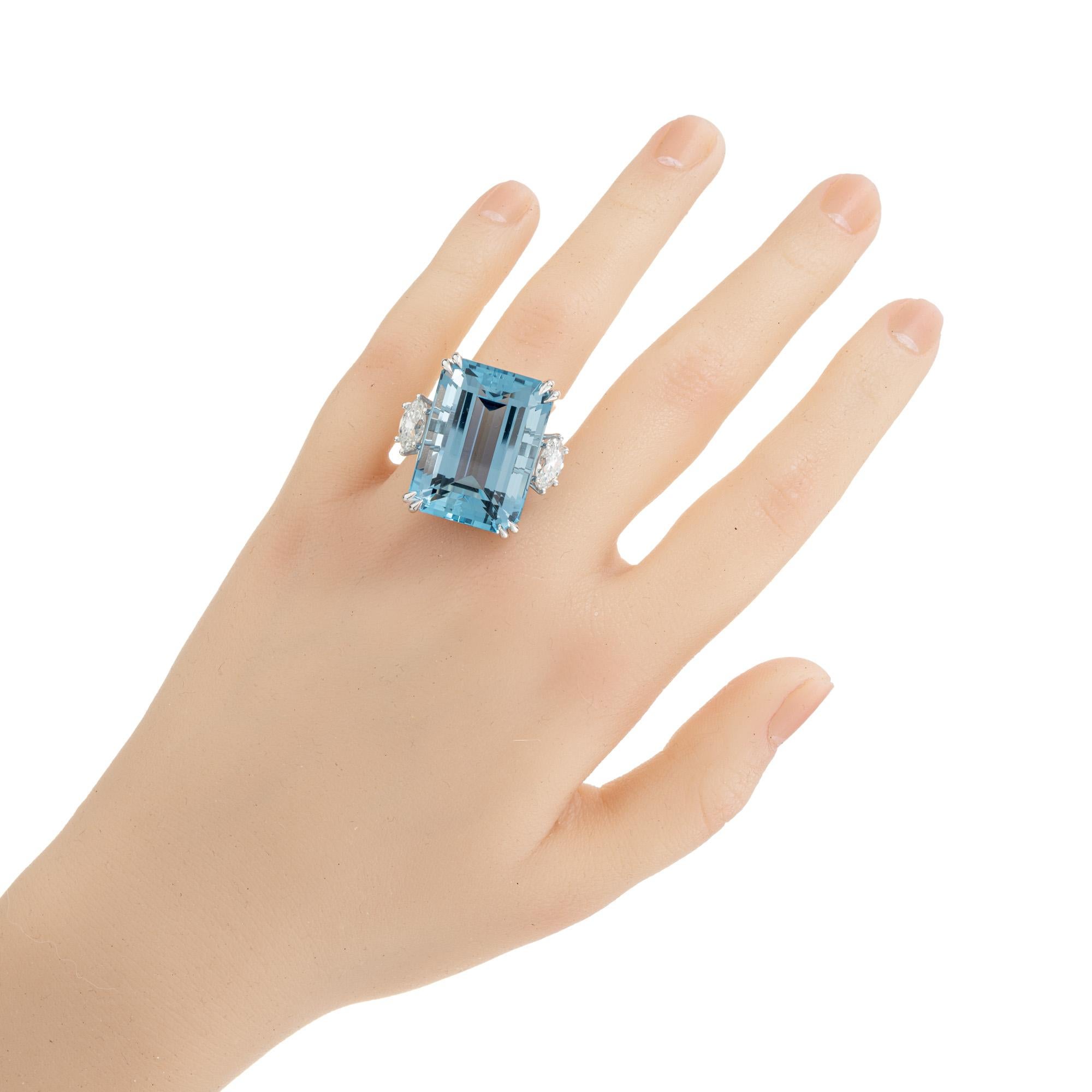 Peter Suchy 37,67 Karat Aquamarin Diamant Platin Cocktail Ring im Angebot 3