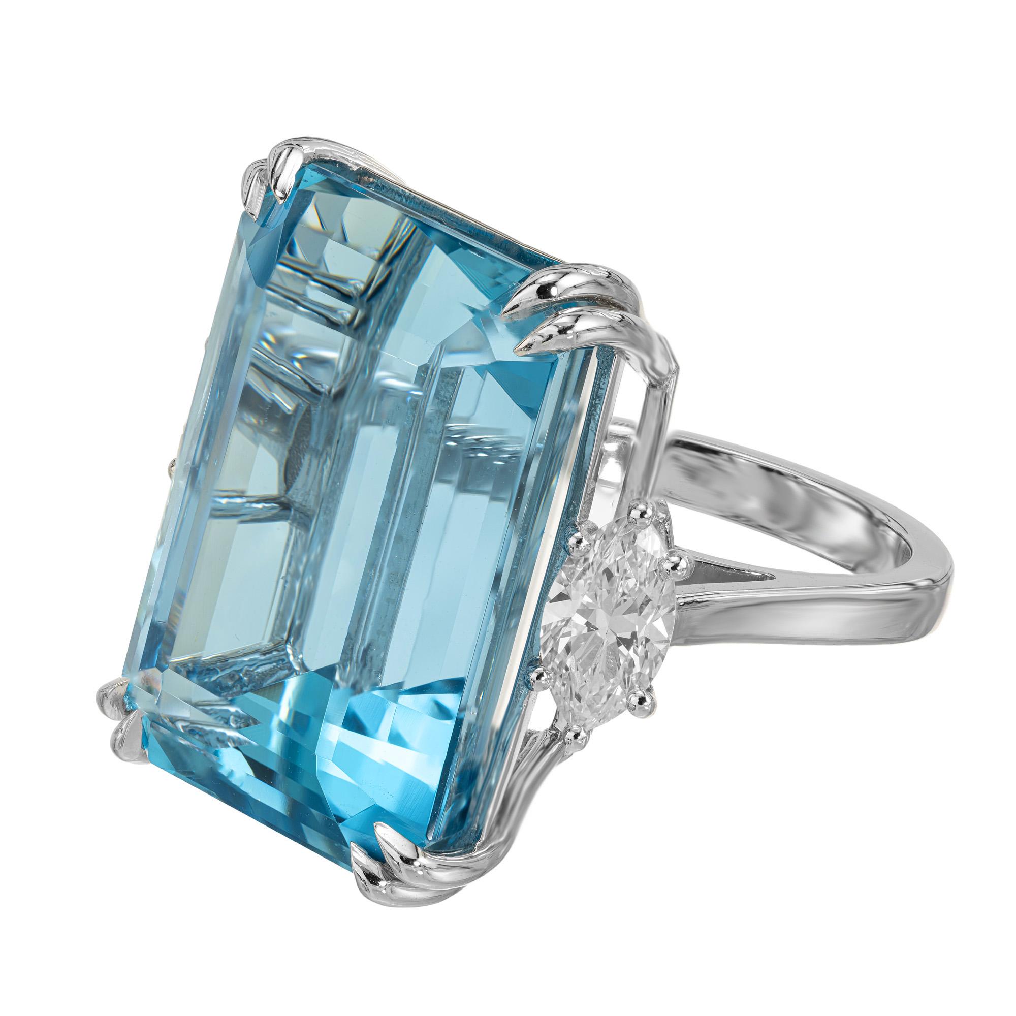 Peter Suchy 37,67 Karat Aquamarin Diamant Platin Cocktail Ring im Angebot 4