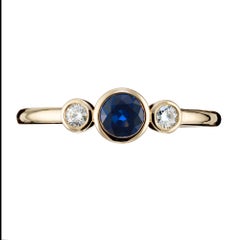 Peter Suchy .38 Carat Sapphire Diamond Gold Three-Stone Engagement Ring