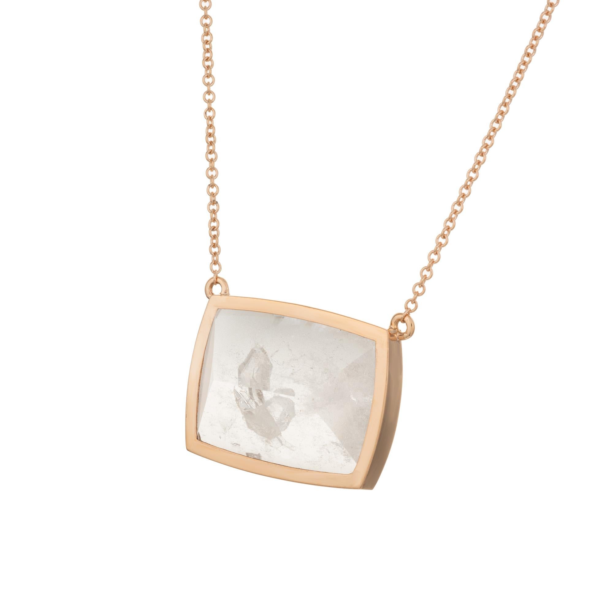 Women's Peter Suchy 38.44 Quartz Crystal Rose Gold Pendant Necklace For Sale