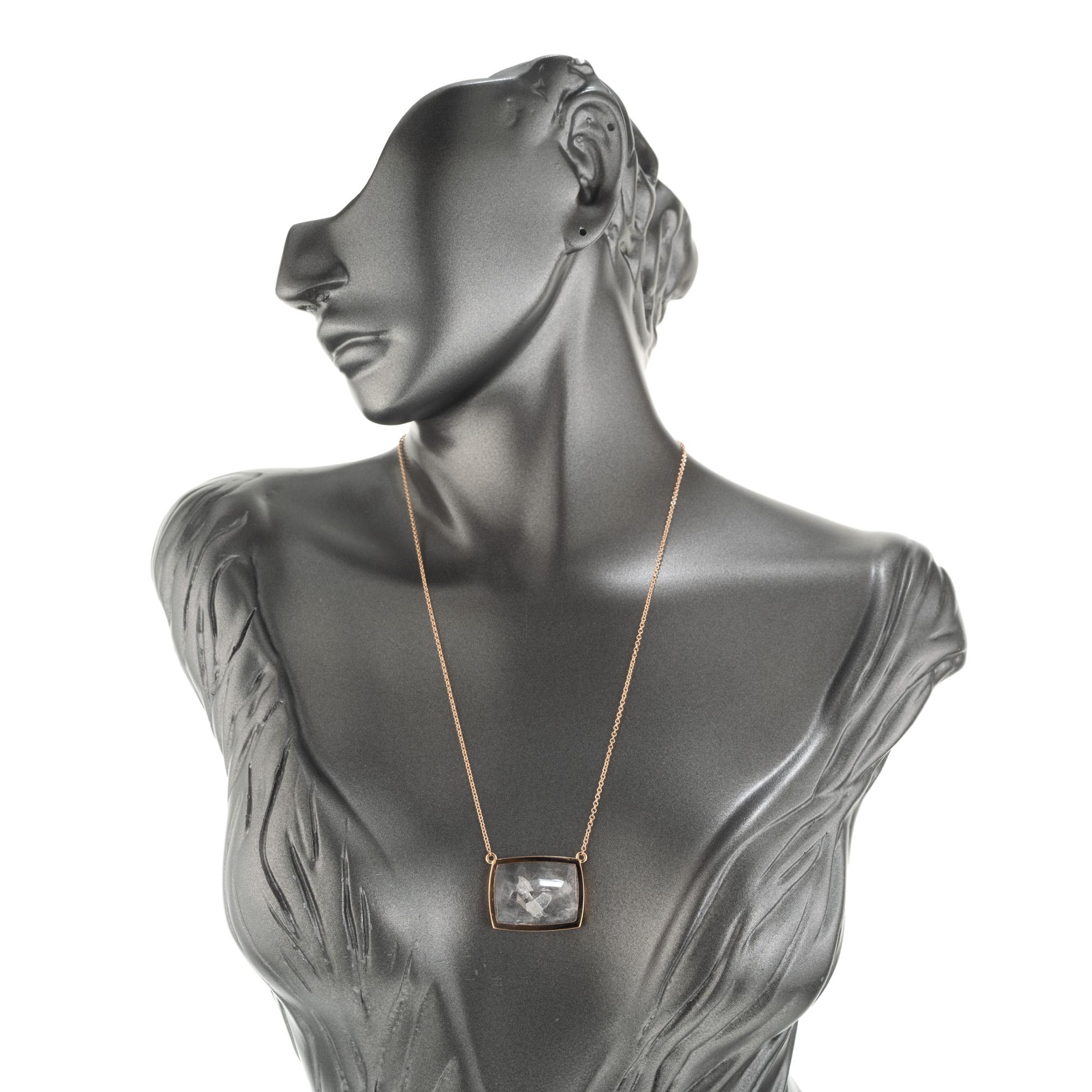 Peter Suchy 38.44 Quartz Crystal Rose Gold Pendant Necklace For Sale 2