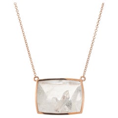 Used Peter Suchy 38.44 Quartz Crystal Rose Gold Pendant Necklace