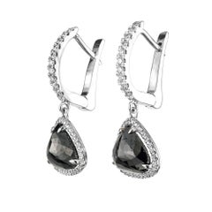 Peter Suchy 3.89 Carat Black Diamond Halo Gold Dangle Earrings
