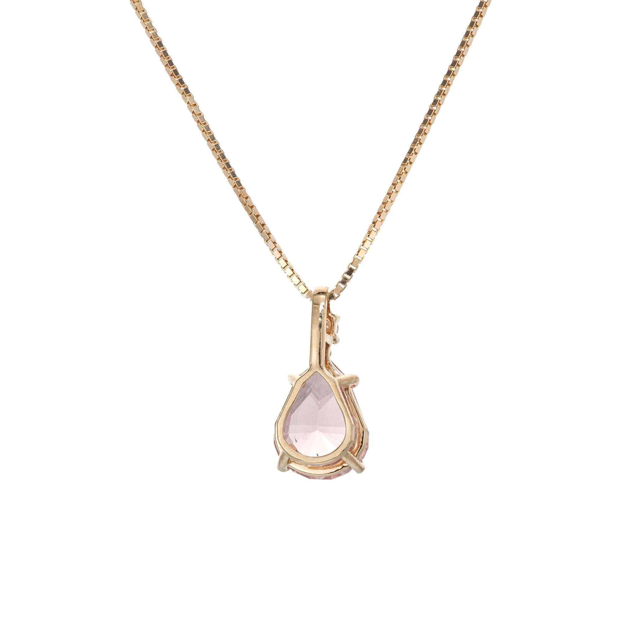 Pear Cut Peter Suchy 3.93 Carat Toumaline Diamond Yellow Gold Pendant Necklace For Sale