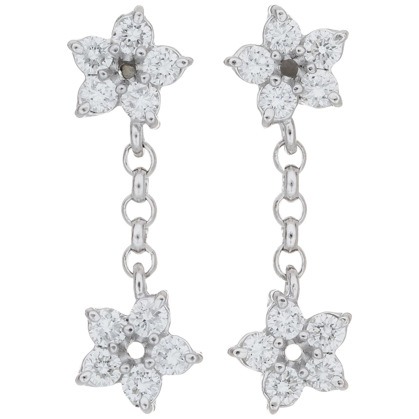 Peter Suchy .40 Carat Diamond Platinum Star Dangle Drop Earrings