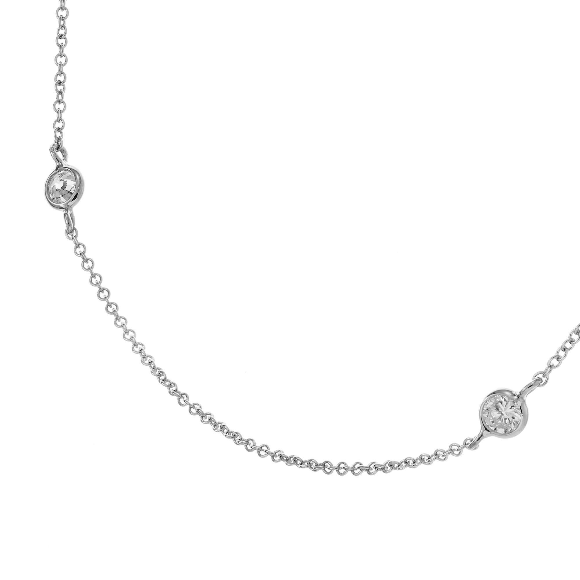 Round Cut Peter Suchy .40 Carat Diamond White Gold Diamond by the Yard Necklace For Sale