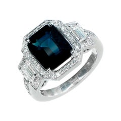 Peter Suchy 4.12 Carat Sapphire Diamond Platinum Triple Halo Engagement Ring