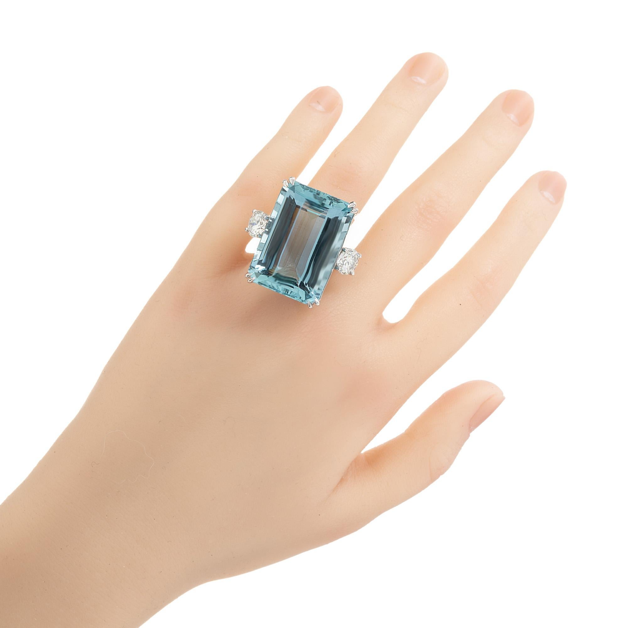 Peter Suchy 41,28 Karat Aquamarin Diamant Cocktail Platin Ring im Angebot 5