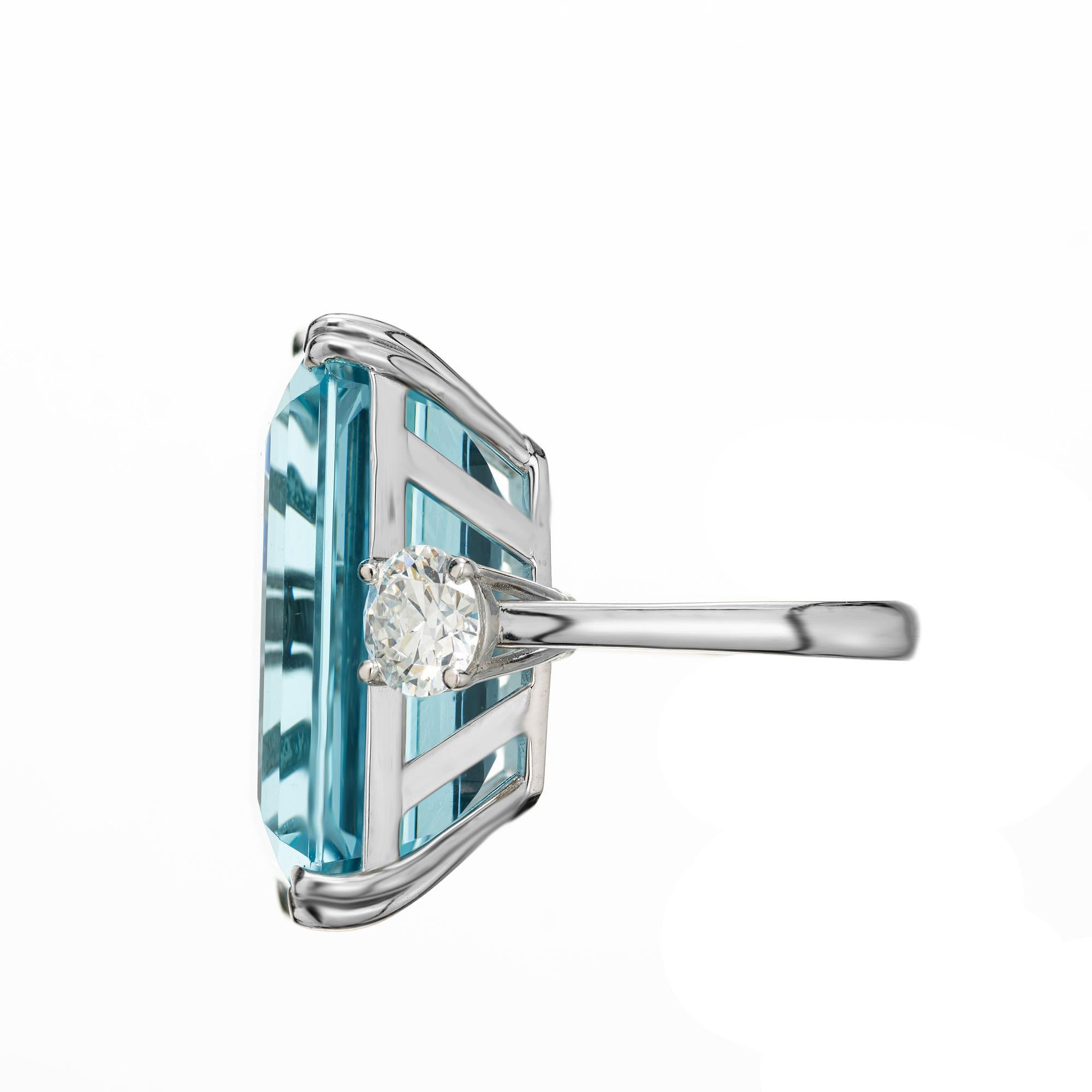 Peter Suchy 41,28 Karat Aquamarin Diamant Cocktail Platin Ring (Smaragdschliff) im Angebot
