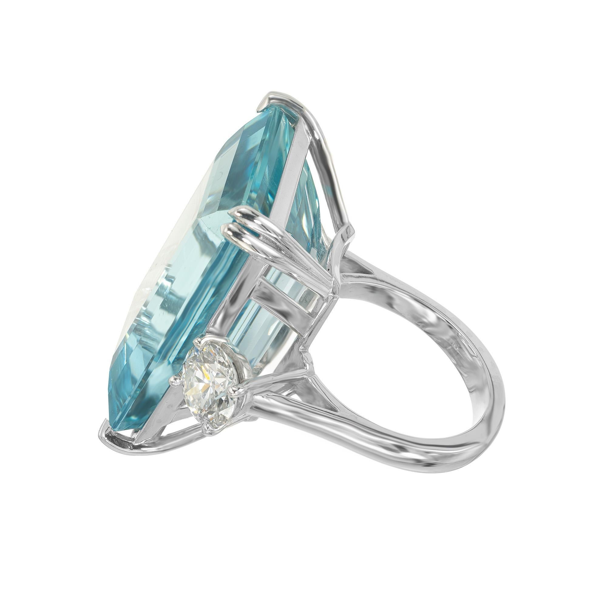 Peter Suchy 41,28 Karat Aquamarin Diamant Cocktail Platin Ring im Angebot 2