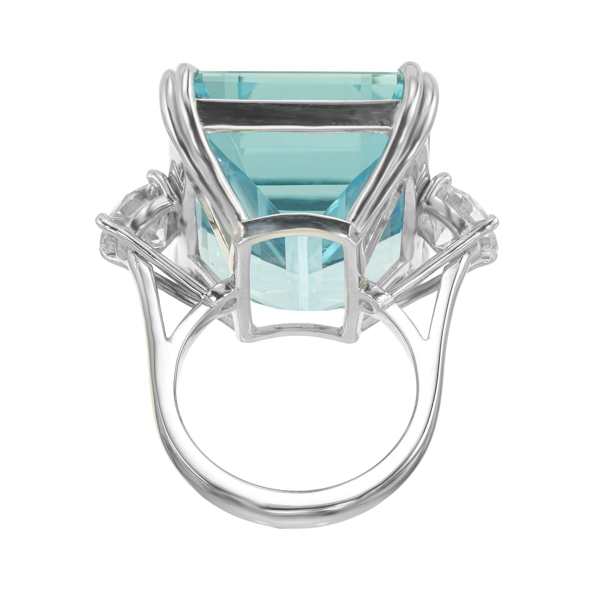 Peter Suchy 41,28 Karat Aquamarin Diamant Cocktail Platin Ring im Angebot 3