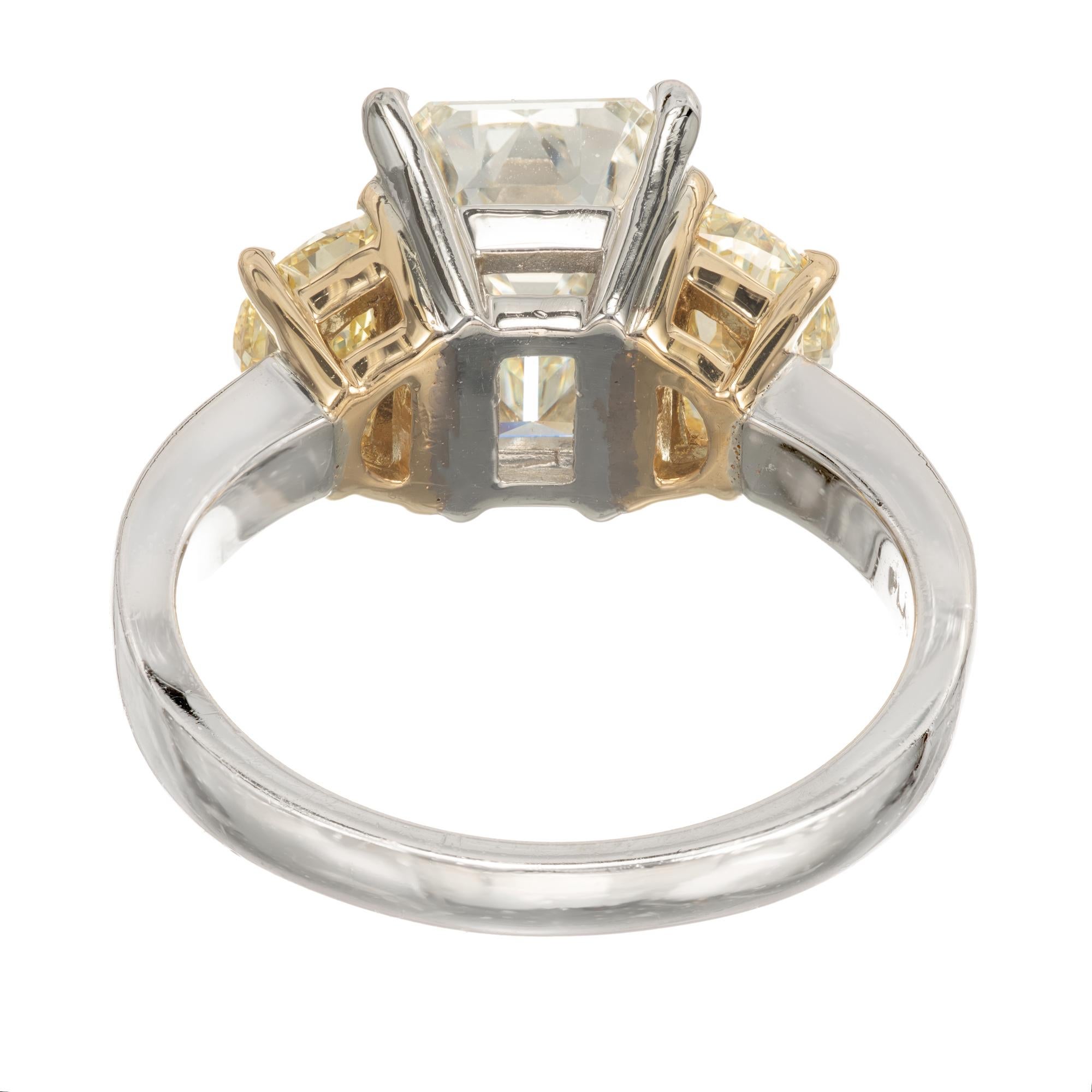 Peter Suchy 4.18 Carat Emerald Cut Diamond Platinum Engagement Ring 1
