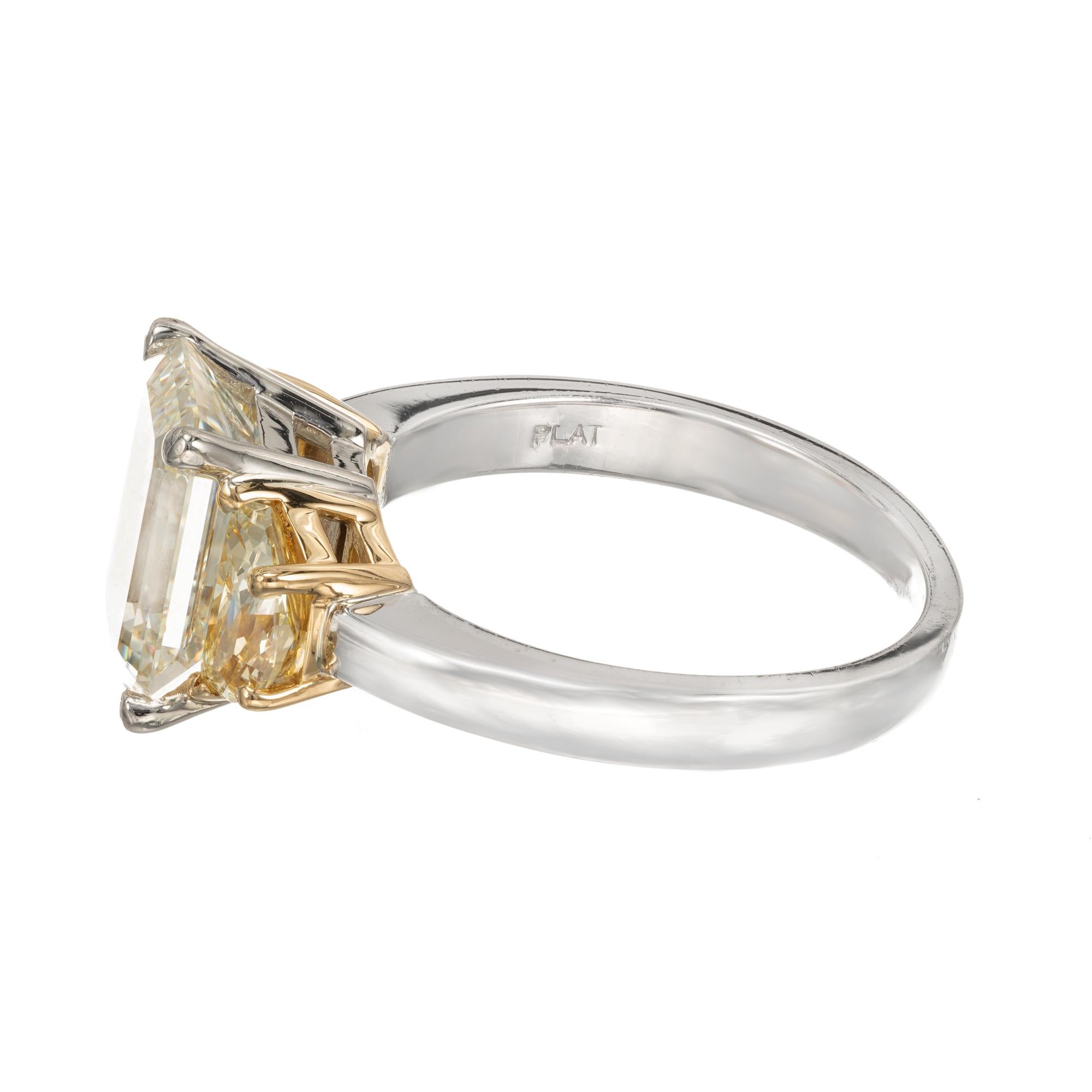 Peter Suchy 4.18 Carat Emerald Cut Diamond Platinum Engagement Ring 4