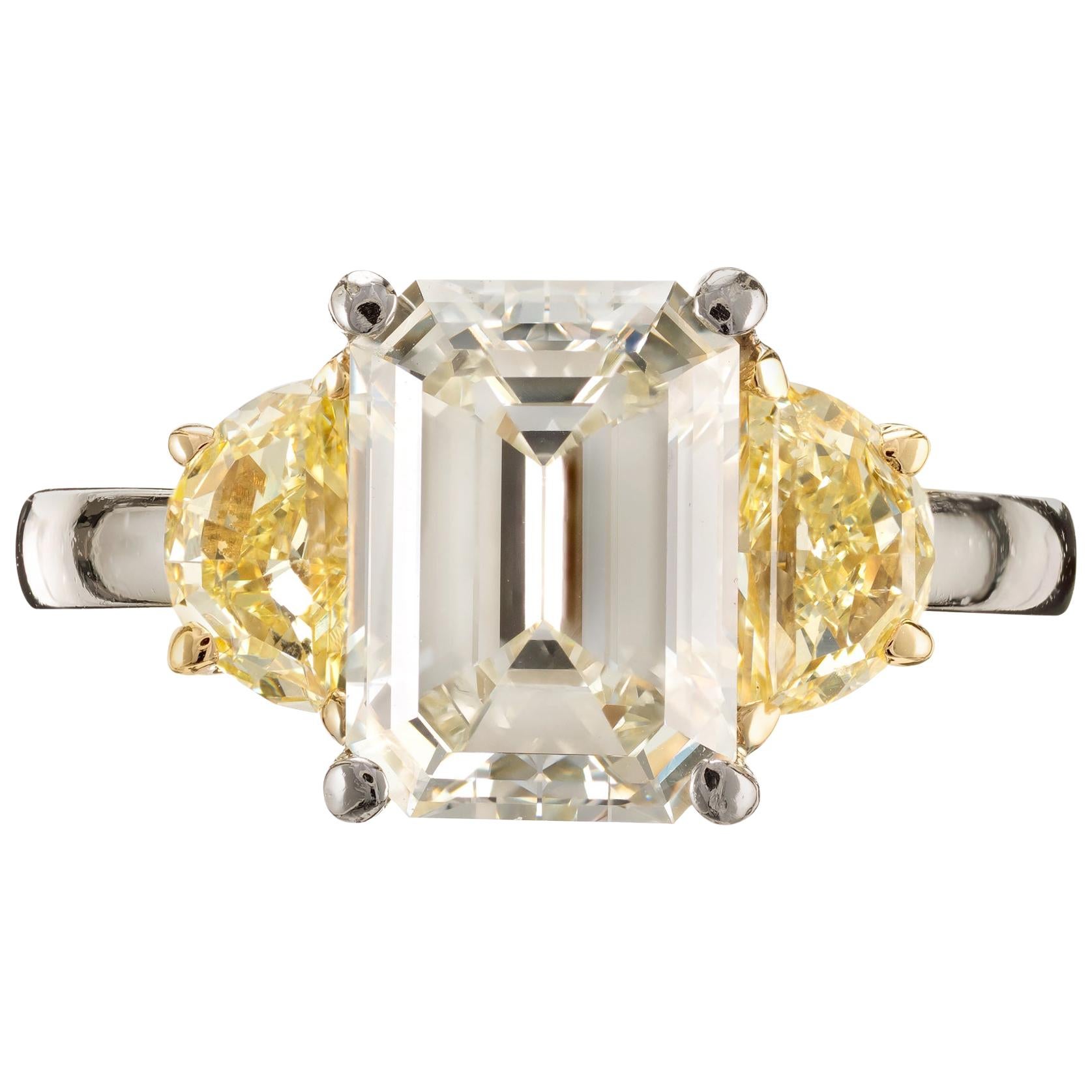 Peter Suchy 4.18 Carat Emerald Cut Diamond Platinum Engagement Ring