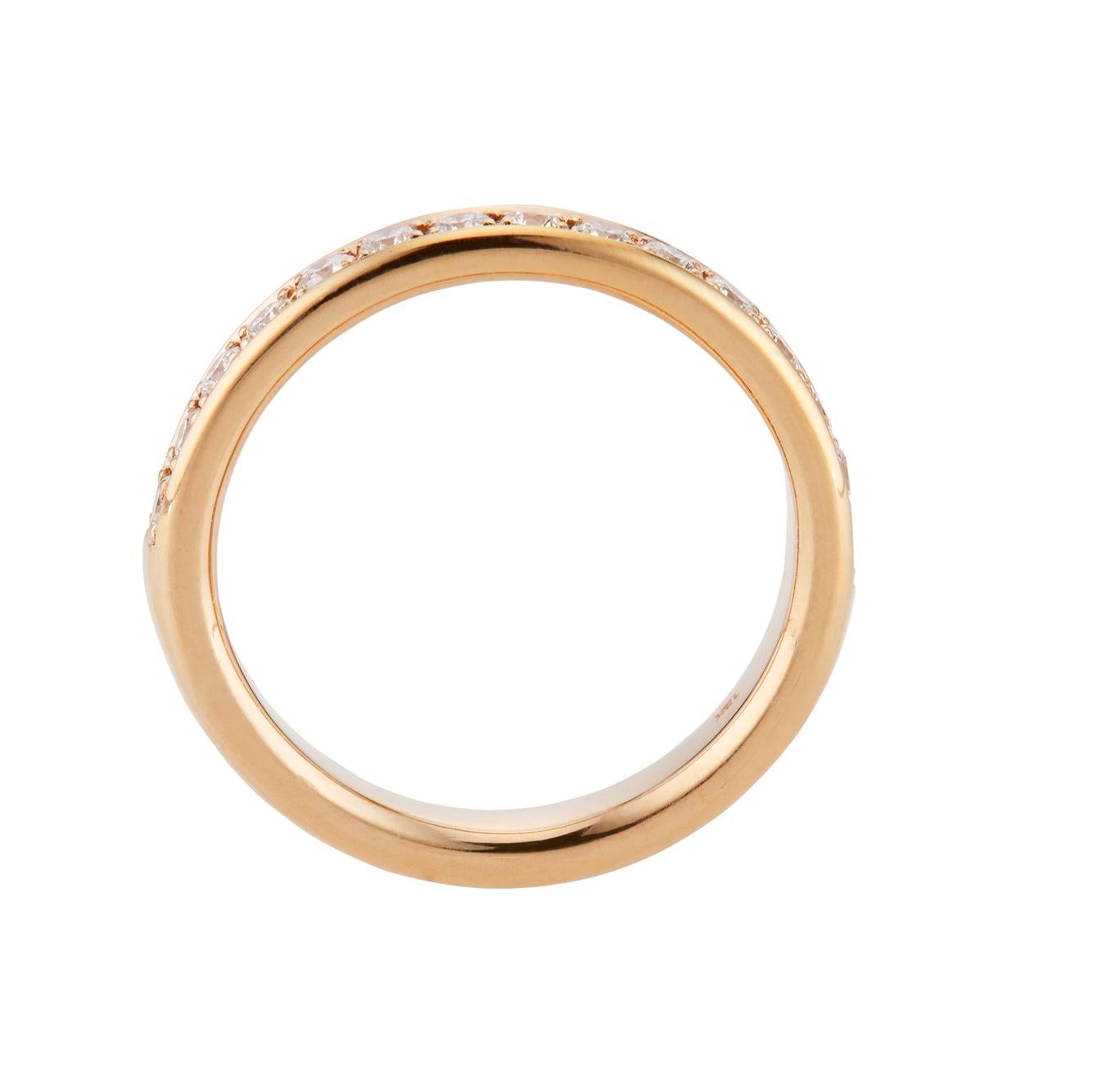 Round Cut Peter Suchy .42 Carat Diamond Rose Gold Wedding Band Ring For Sale