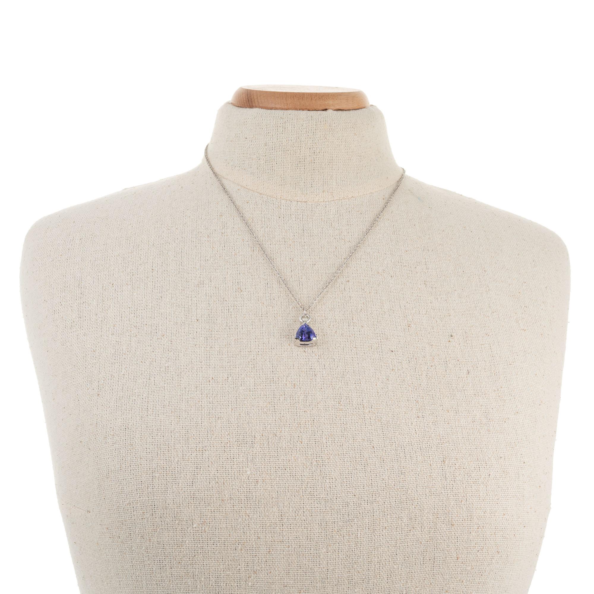 Women's Peter Suchy 4.20 Carat Tanzanite Diamond White Gold Pendant Necklace For Sale