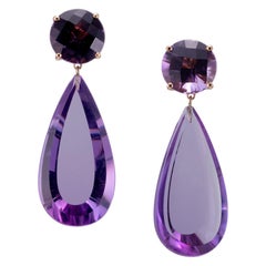 Peter Suchy 42.10 Carat Natural Purple Amethyst Yellow Gold Dangle Earrings