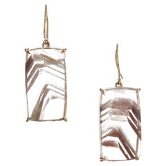 Peter Suchy 42.13 Carat Quartz Crystal 14k Yellow Gold Dangle Earrings