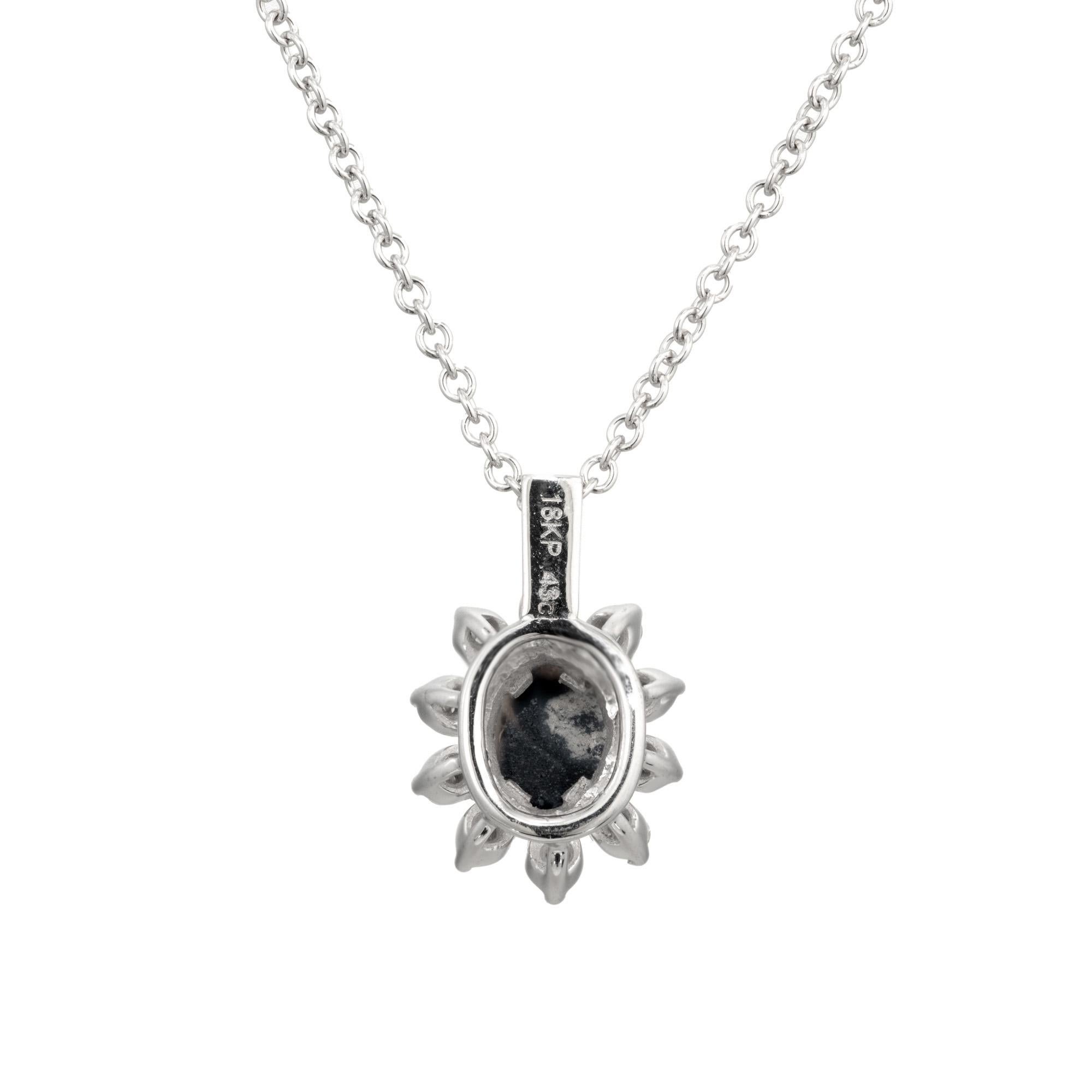 Peter Suchy .43 Carat Black Opal Diamond White Gold Pendant Necklace In New Condition For Sale In Stamford, CT