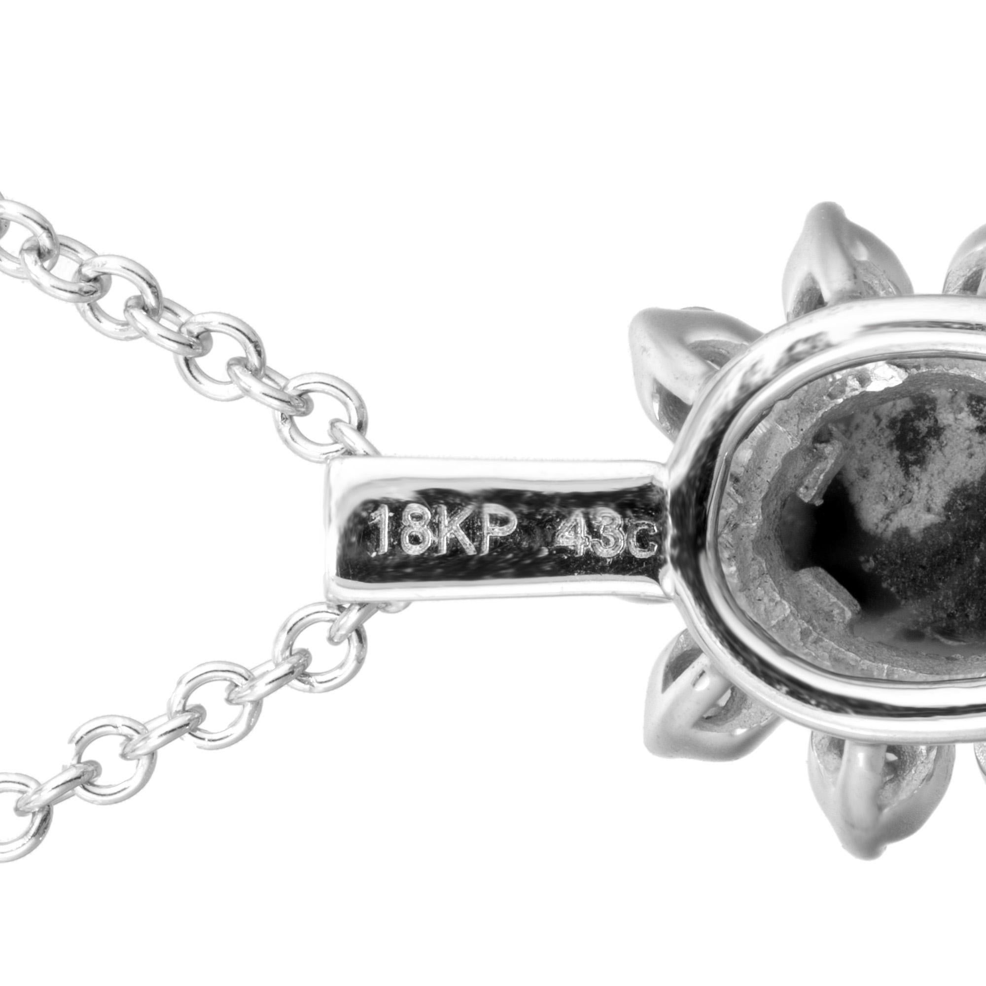 Peter Suchy .43 Carat Black Opal Diamond White Gold Pendant Necklace For Sale 1