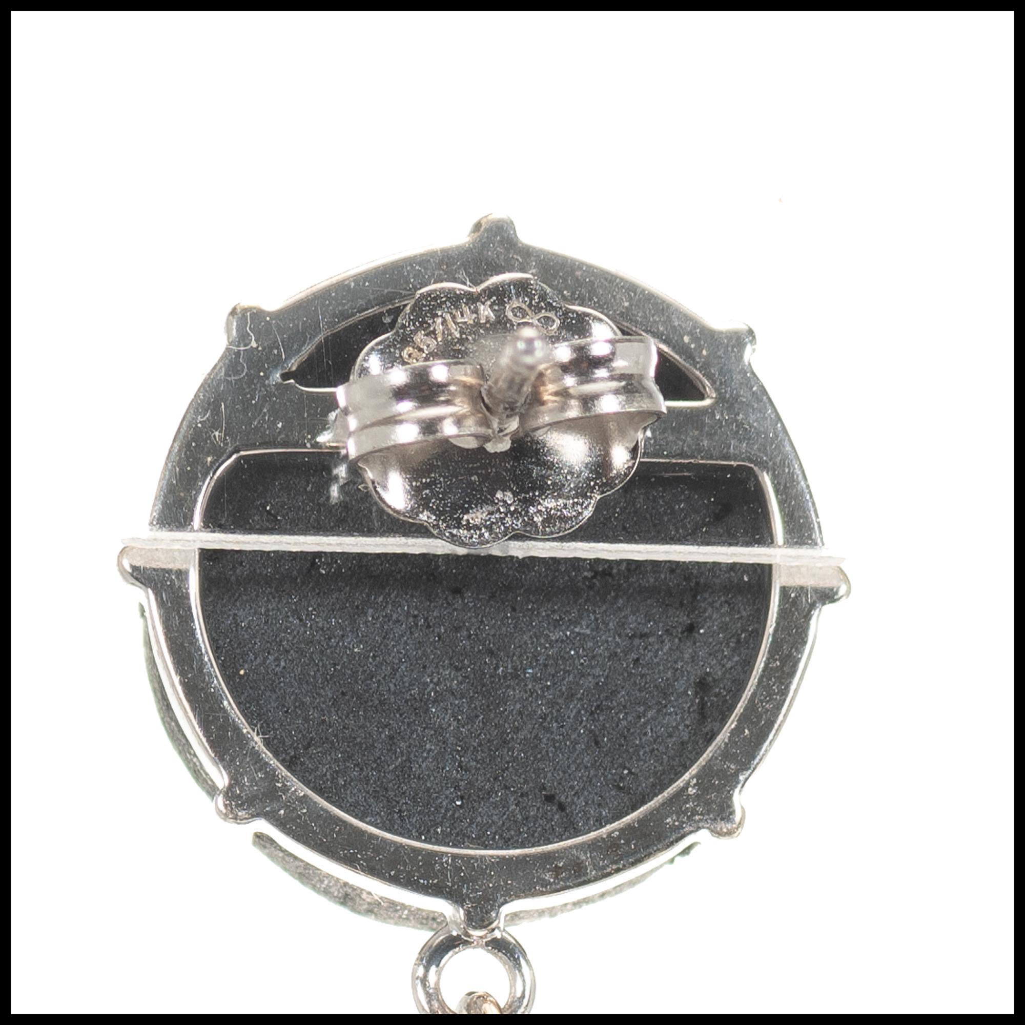 Round Cut Peter Suchy 43.13 Carat Black Tourmaline White Gold Dangle Earrings For Sale