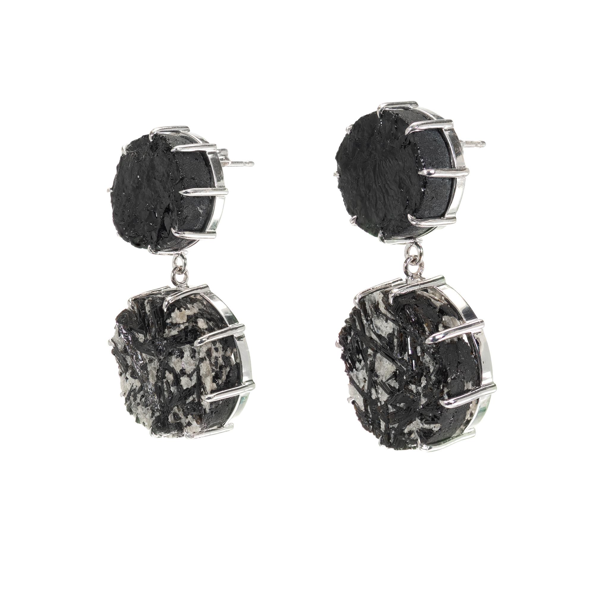 Peter Suchy 43.13 Carat Black Tourmaline White Gold Dangle Earrings For Sale 1