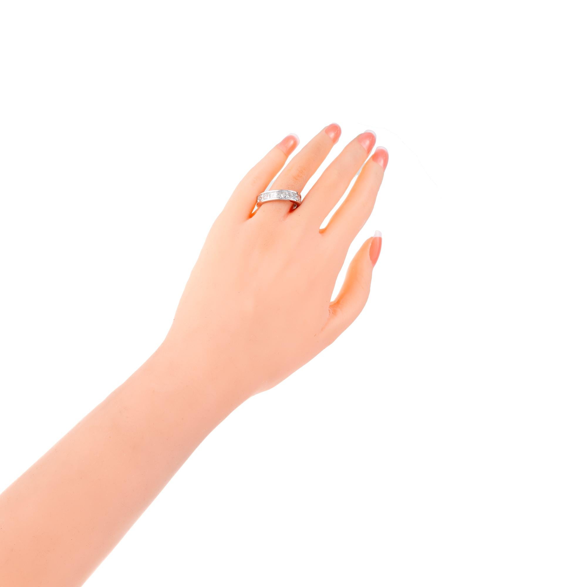 Princess Cut Peter Suchy 4.32 Carat Diamond Platinum Eternity Ring For Sale