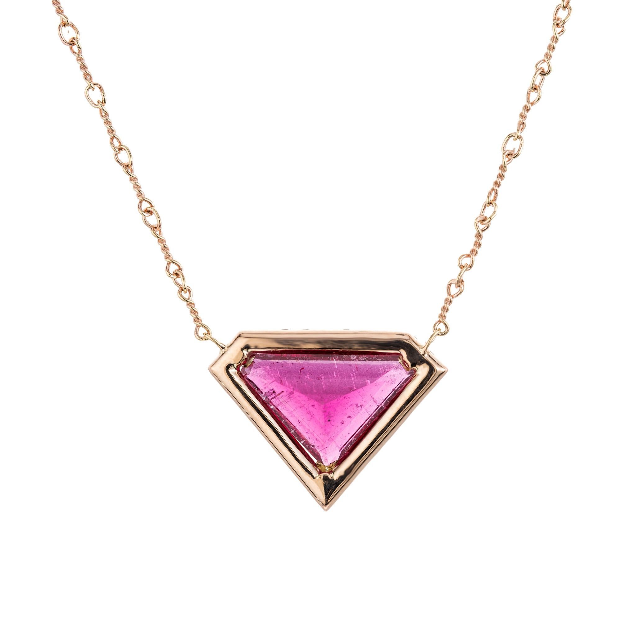 Collana con ciondolo in oro rosa con tormalina rubellite e diamante da 4,33 carati di Peter Suchy In condizioni Nuovo in vendita a Stamford, CT