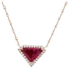 Peter Suchy 4.33 Carat Rubellite Tourmaline Diamond Rose Gold Pendant Necklace