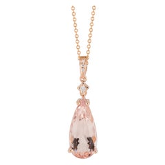 Peter Suchy Collier pendentif en or rose avec diamants et morganite rose de 4,38 carats