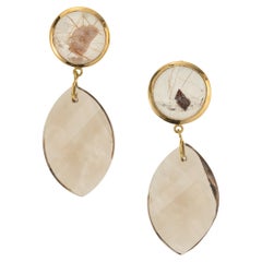 Peter Suchy 44.34 Carat Manifestor Quartz Gold Dangle Earrings