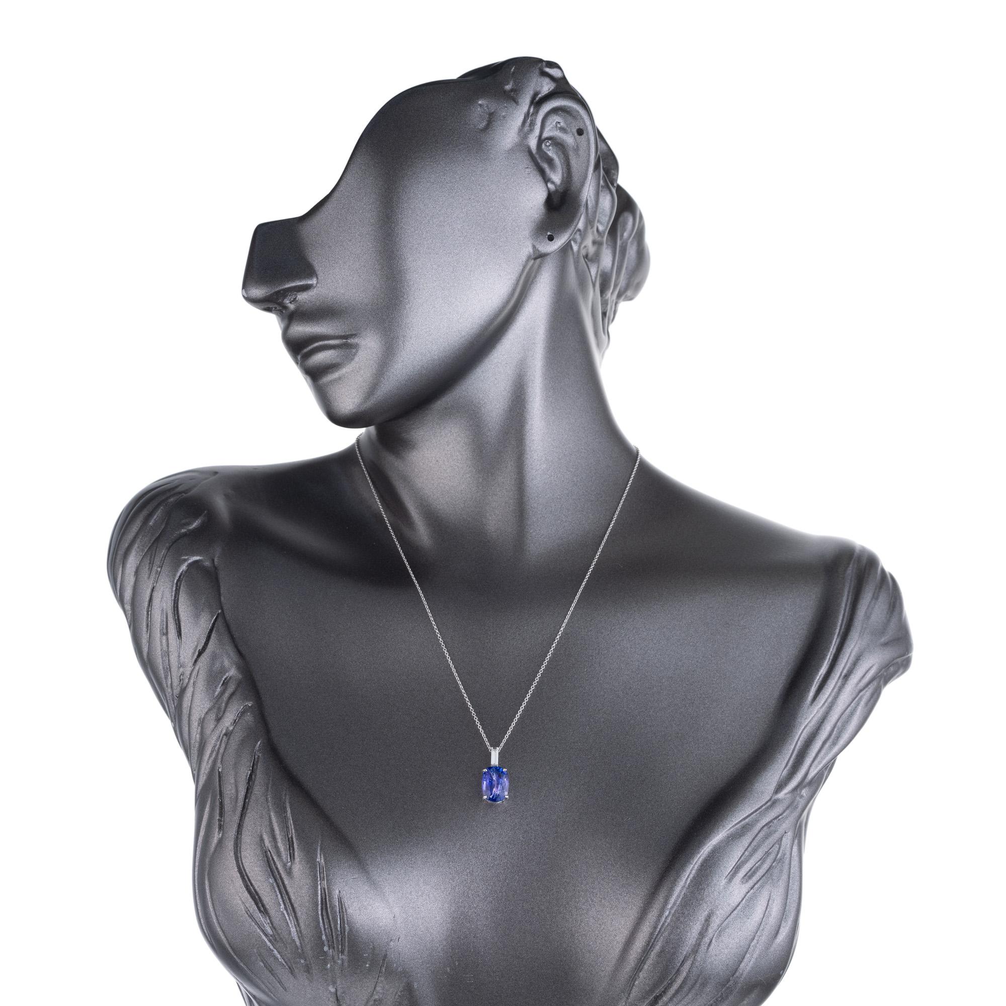 Peter Suchy 4.47 Carat Oval Tanzanite Diamond White Gold Pendant Necklace For Sale 1