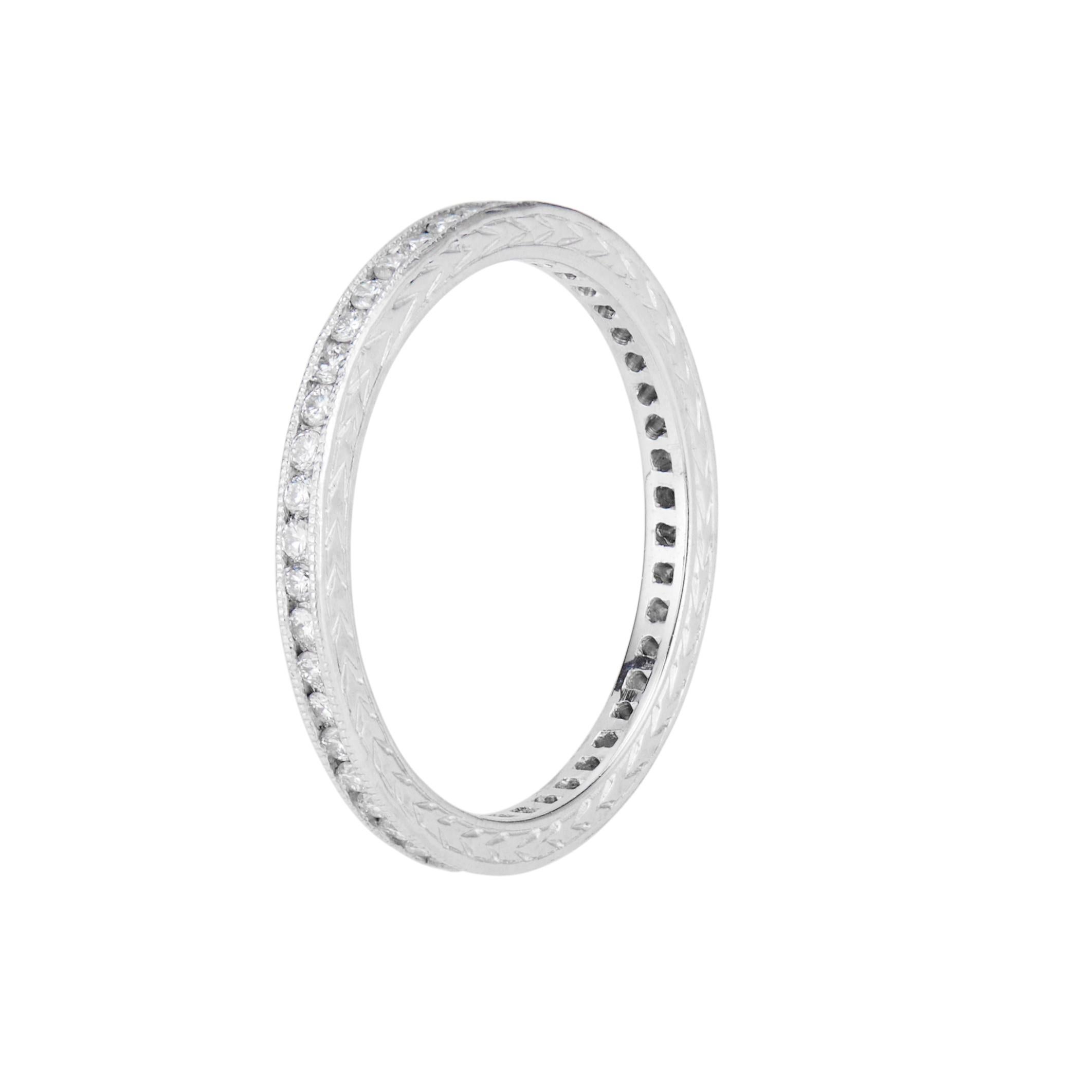 Round Cut Peter Suchy .45 Carat Diamond Platinum Eternity Wedding Band Ring  For Sale