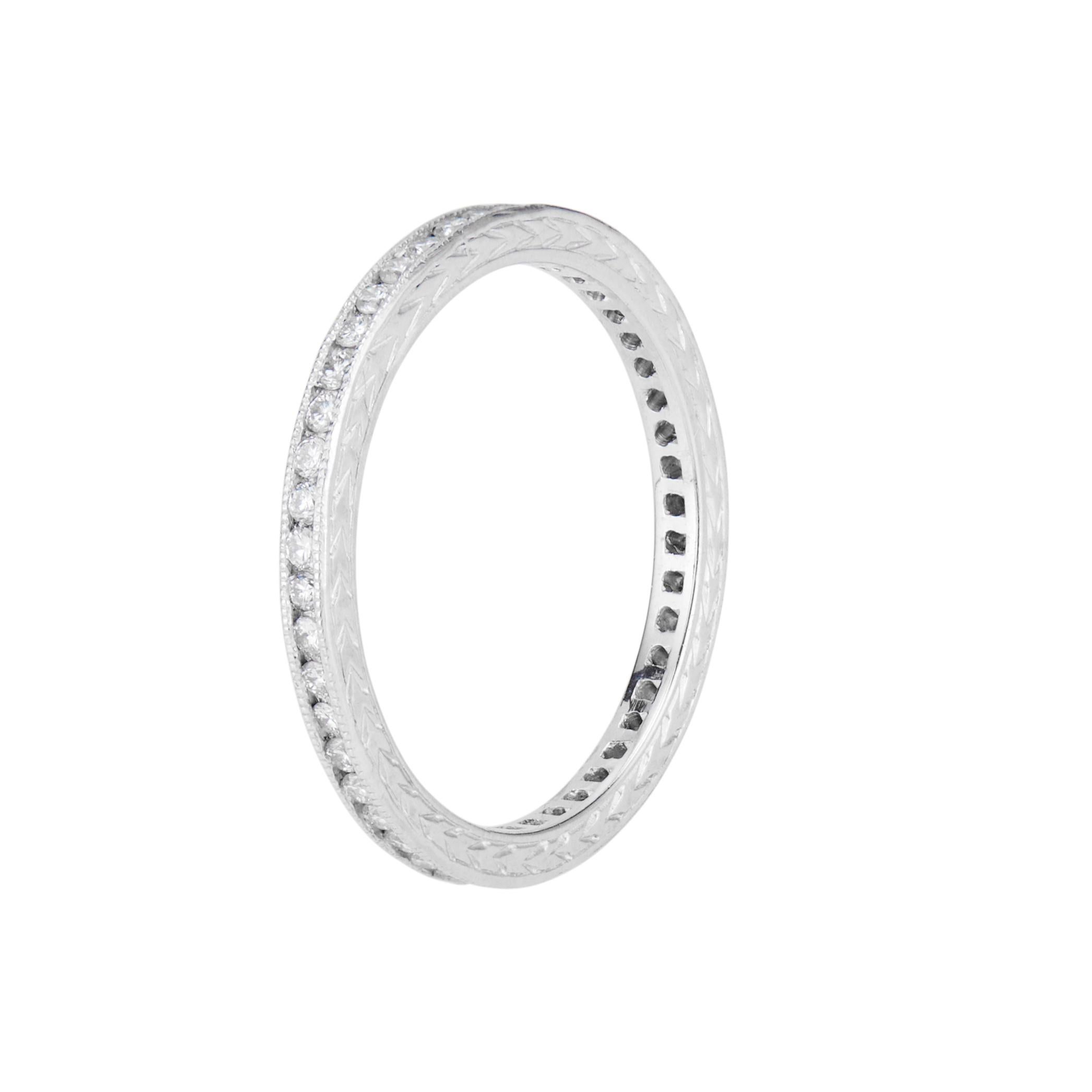 Round Cut Peter Suchy .45 Carat Diamond Platinum Eternity Wedding Band Ring For Sale