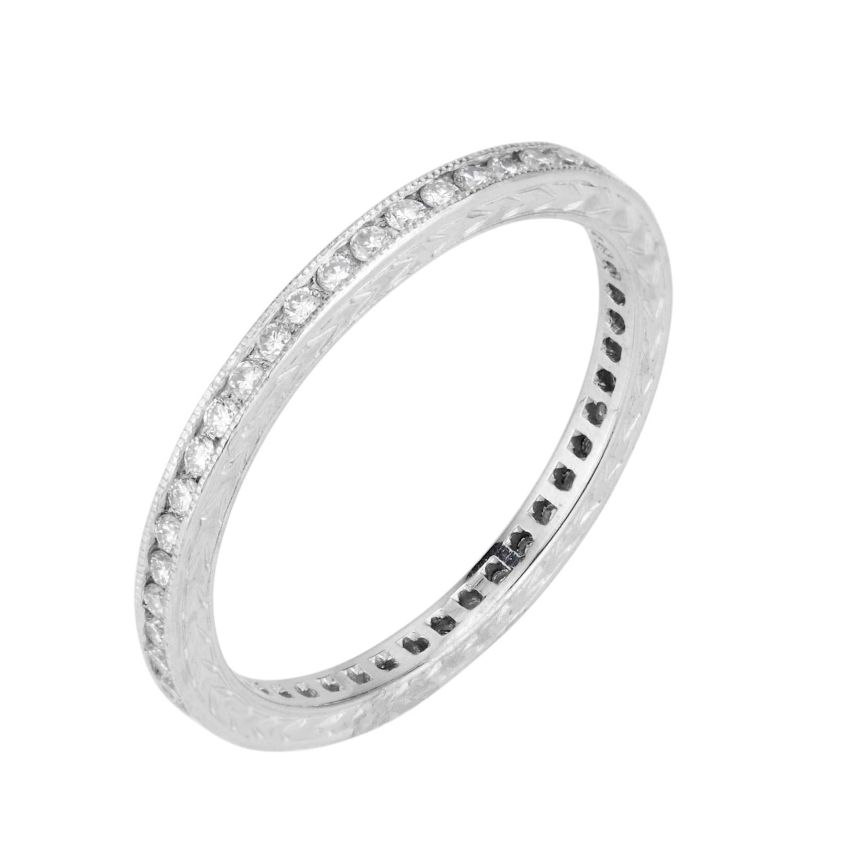 Peter Suchy .45 Carat Diamond Platinum Eternity Wedding Band Ring  In New Condition For Sale In Stamford, CT