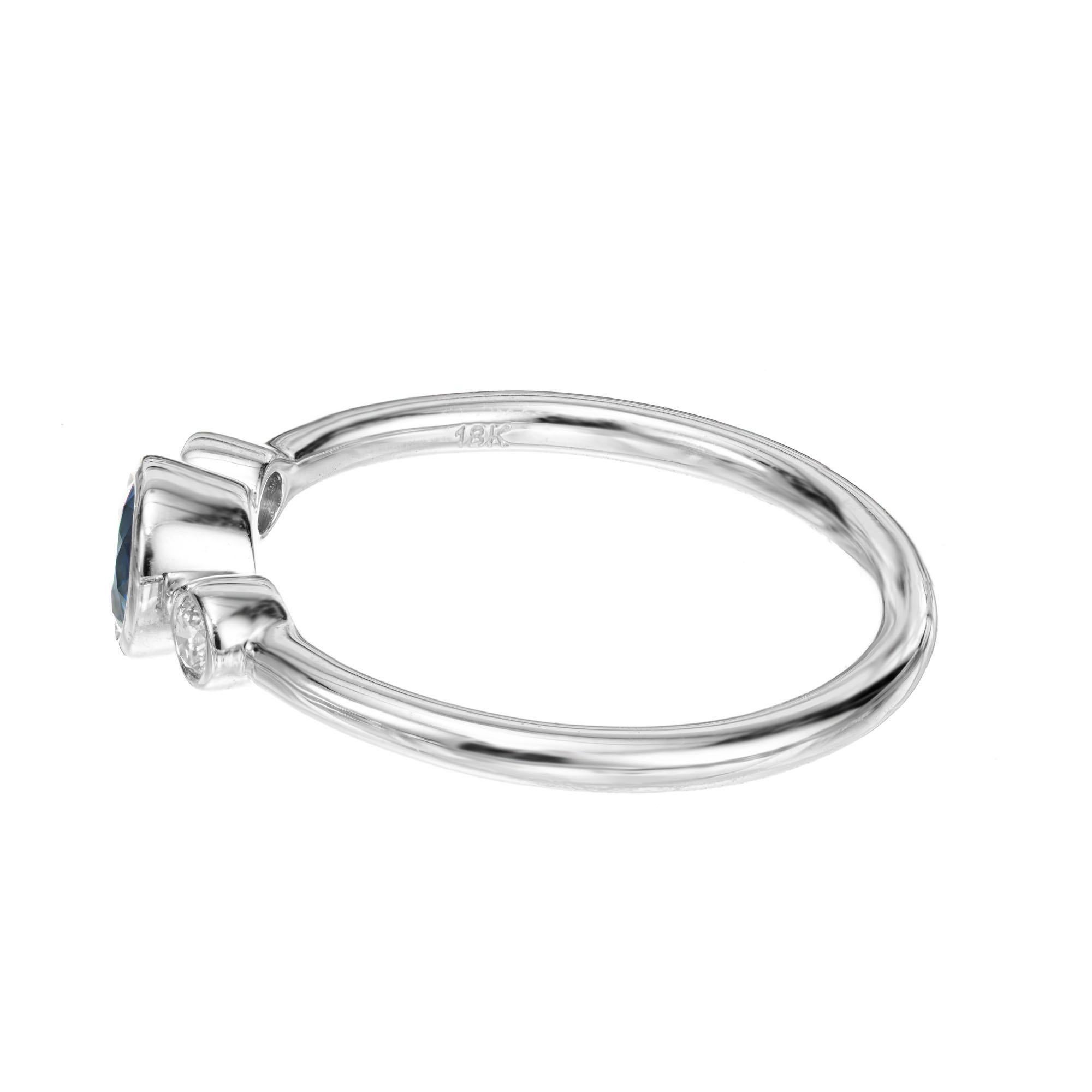 Round Cut Peter Suchy .45 Carat Sapphire Diamond White Gold Engagement Ring For Sale