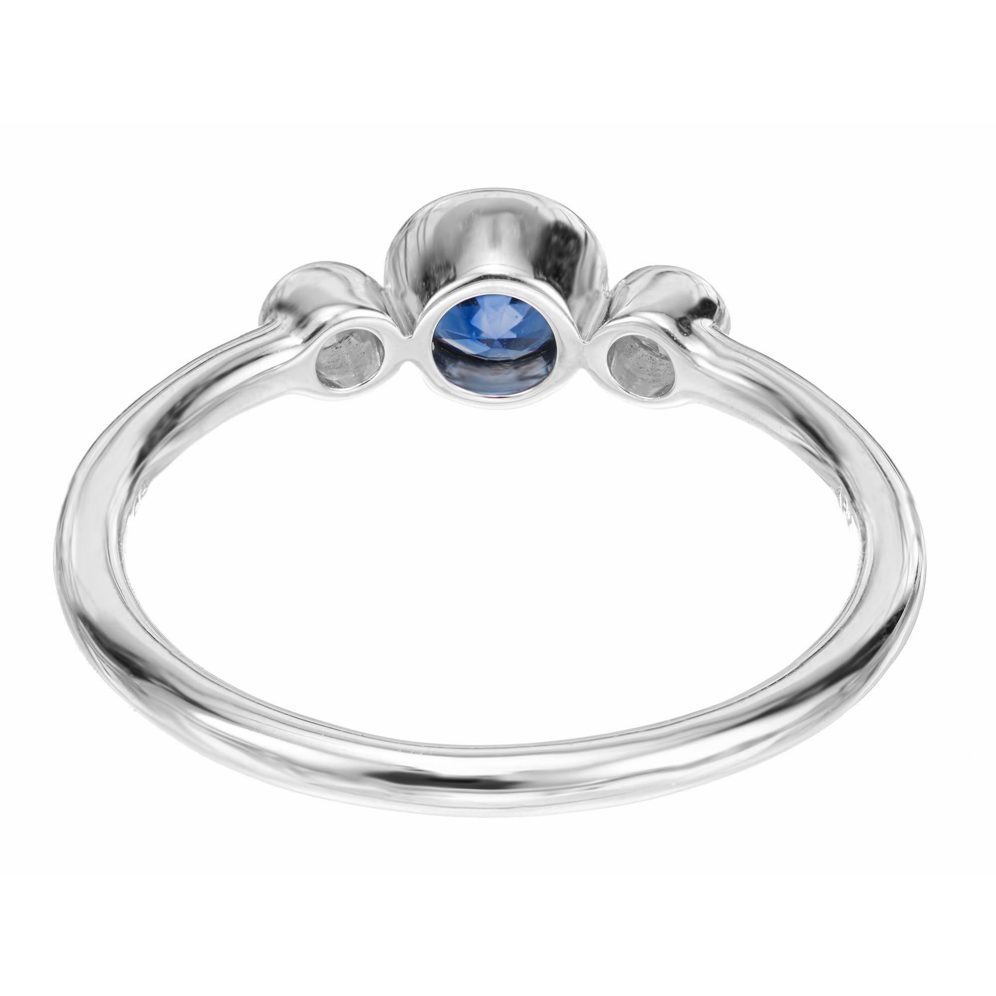 Women's Peter Suchy .45 Carat Sapphire Diamond White Gold Engagement Ring For Sale