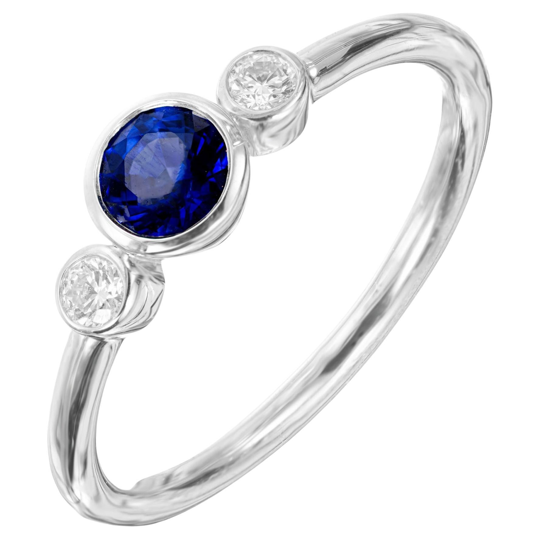 Peter Suchy .45 Carat Sapphire Diamond White Gold Engagement Ring