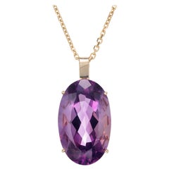 Peter Suchy 45.66 Carat Purple Oval Amethyst Yellow Gold Necklace