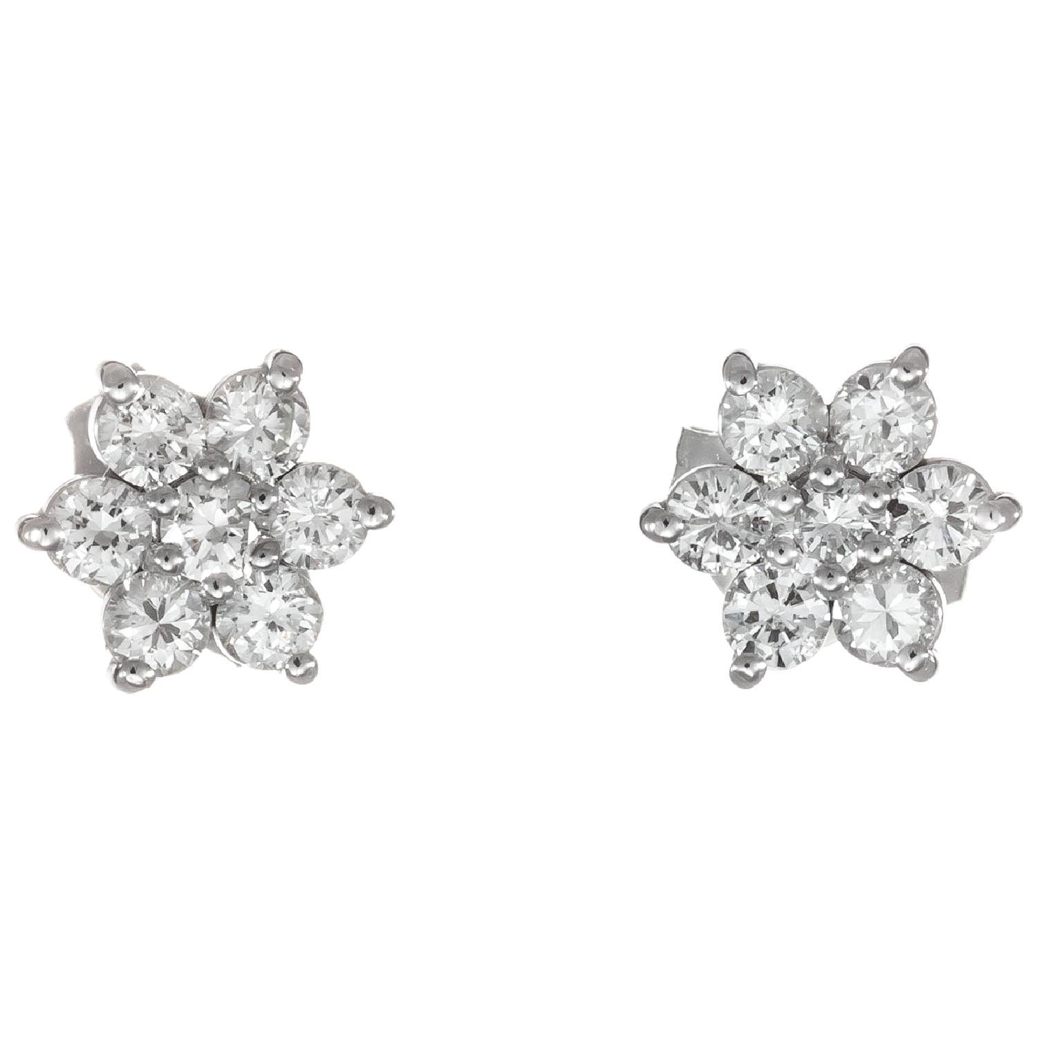 Peter Suchy .46 Carat Diamond White Gold Cluster Earrings