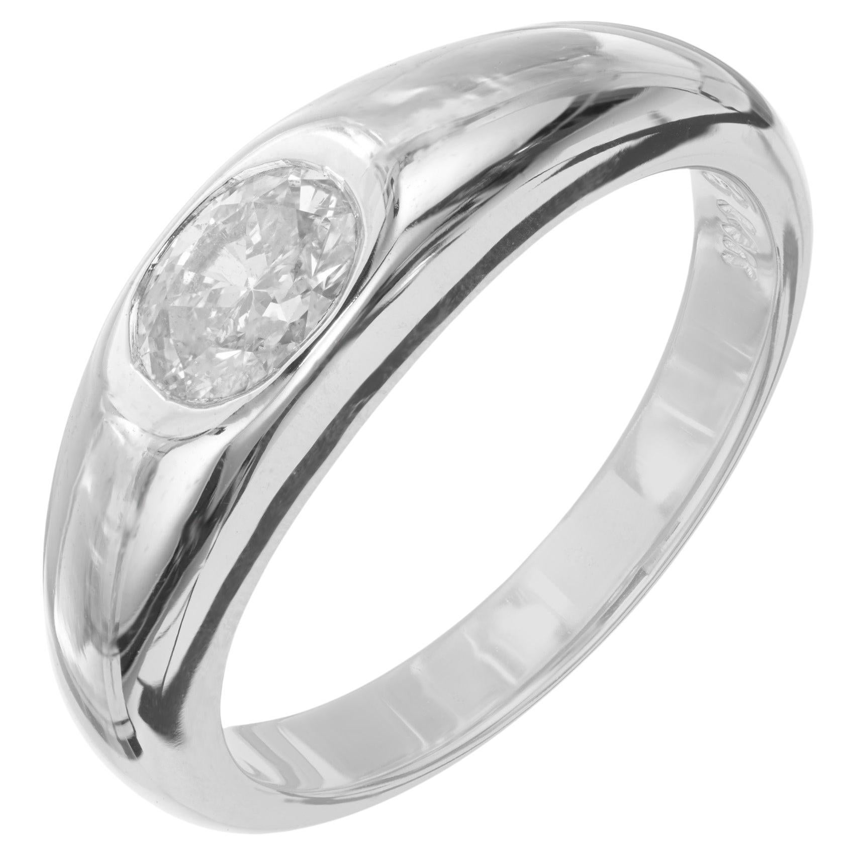 Peter Suchy .47 Carat Diamond White Gold Gypsy Style Ring For Sale