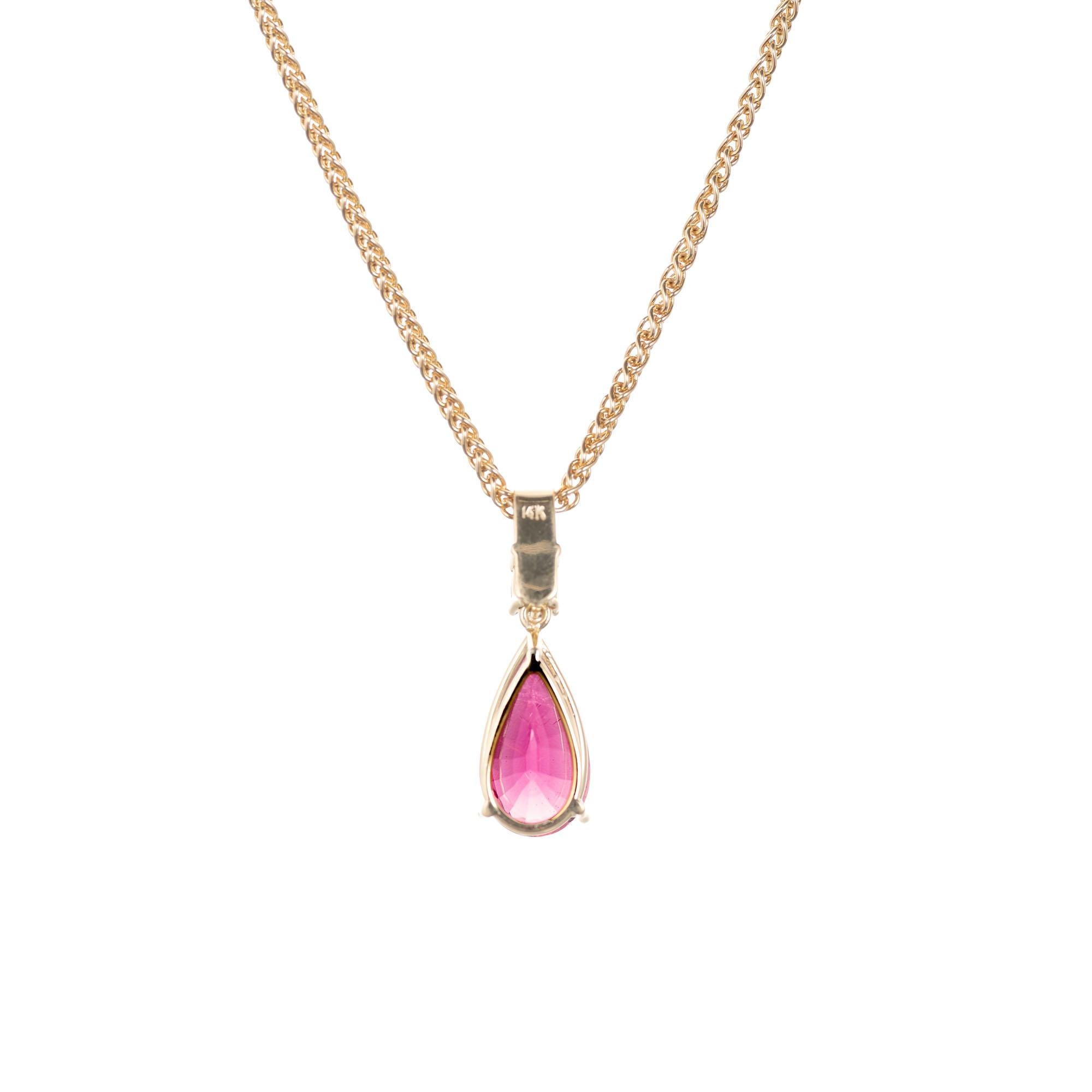 Peter Suchy 4.74 Carat Pink Tourmaline Diamond Yellow Gold Pendant Necklace 2
